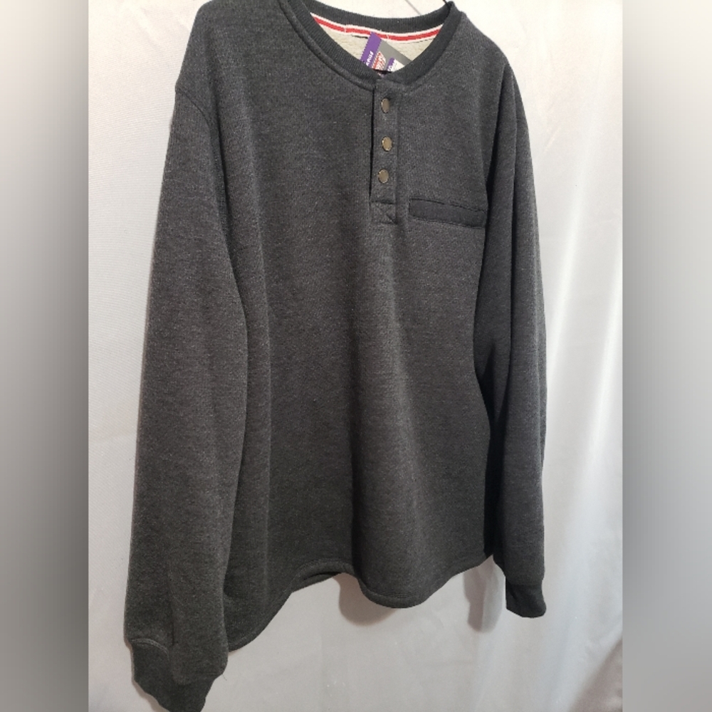 Charcoal Grey Sherpa Lined Henley Sweater Coleman
